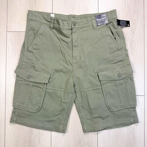 Dunnes Stores Men's Cargo Shorts Khaki Green 36 Stretch Utility Pockets NWT‎